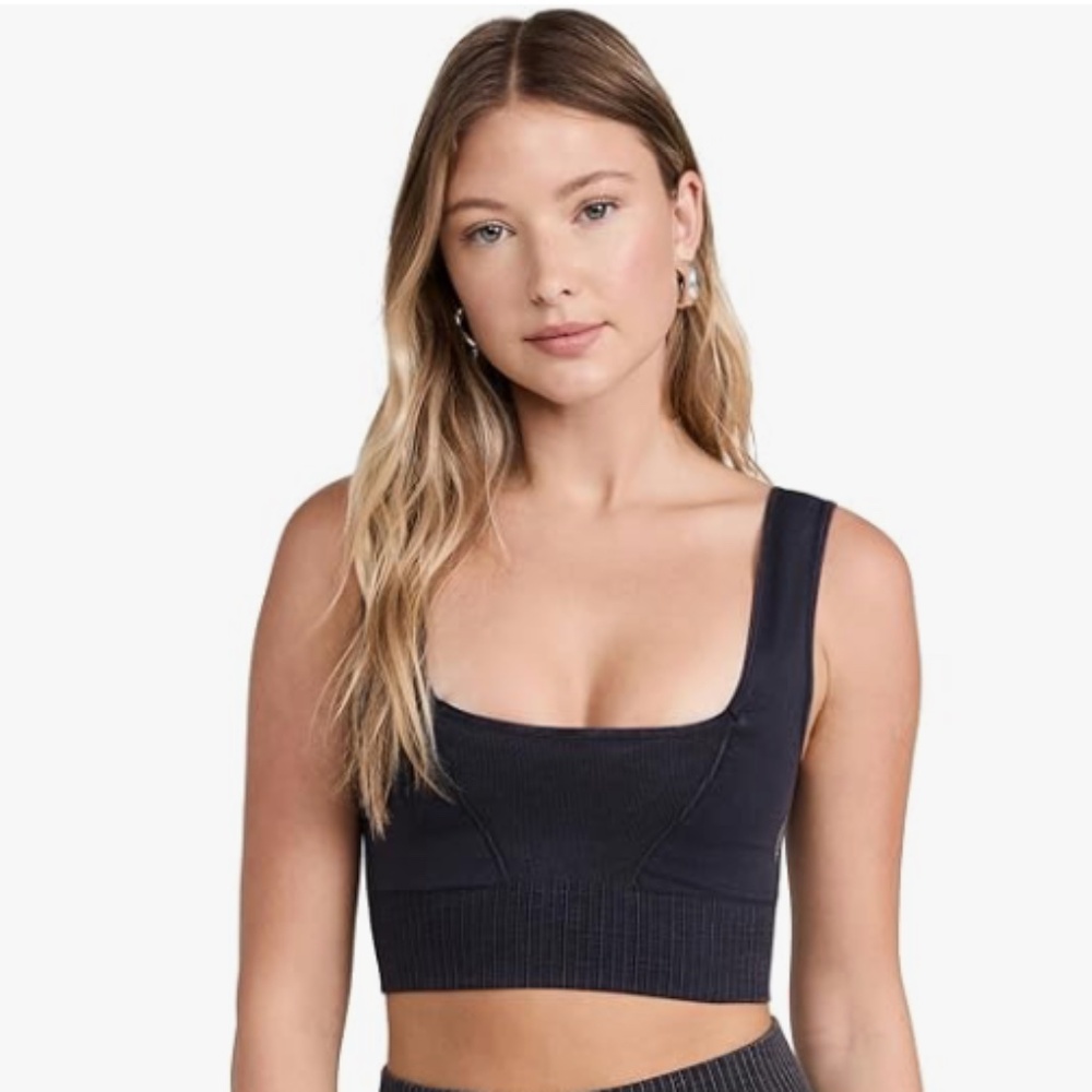 FP Movement Good Karma Square Neck Bra - Washed Black - XS/S